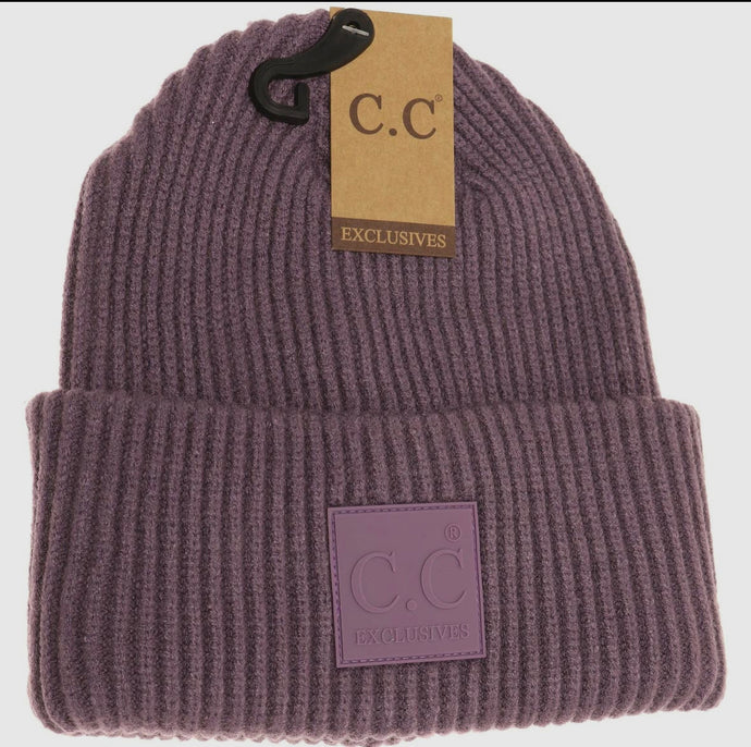 C.C Ribbed Rubber Patch Beanie