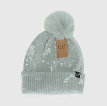 Load image into Gallery viewer, C.C Sequin Beanie with Pom