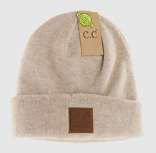 Load image into Gallery viewer, C.C Unisex Soft Ribbed Leather Patch Beanie