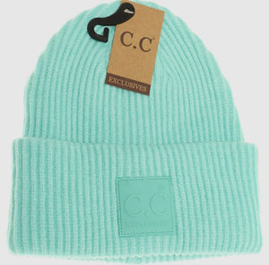 C.C Ribbed Rubber Patch Beanie
