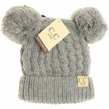 Load image into Gallery viewer, Kids Solid Double Pom CC Beanies