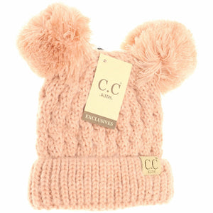 Kids Solid Double Pom CC Beanies